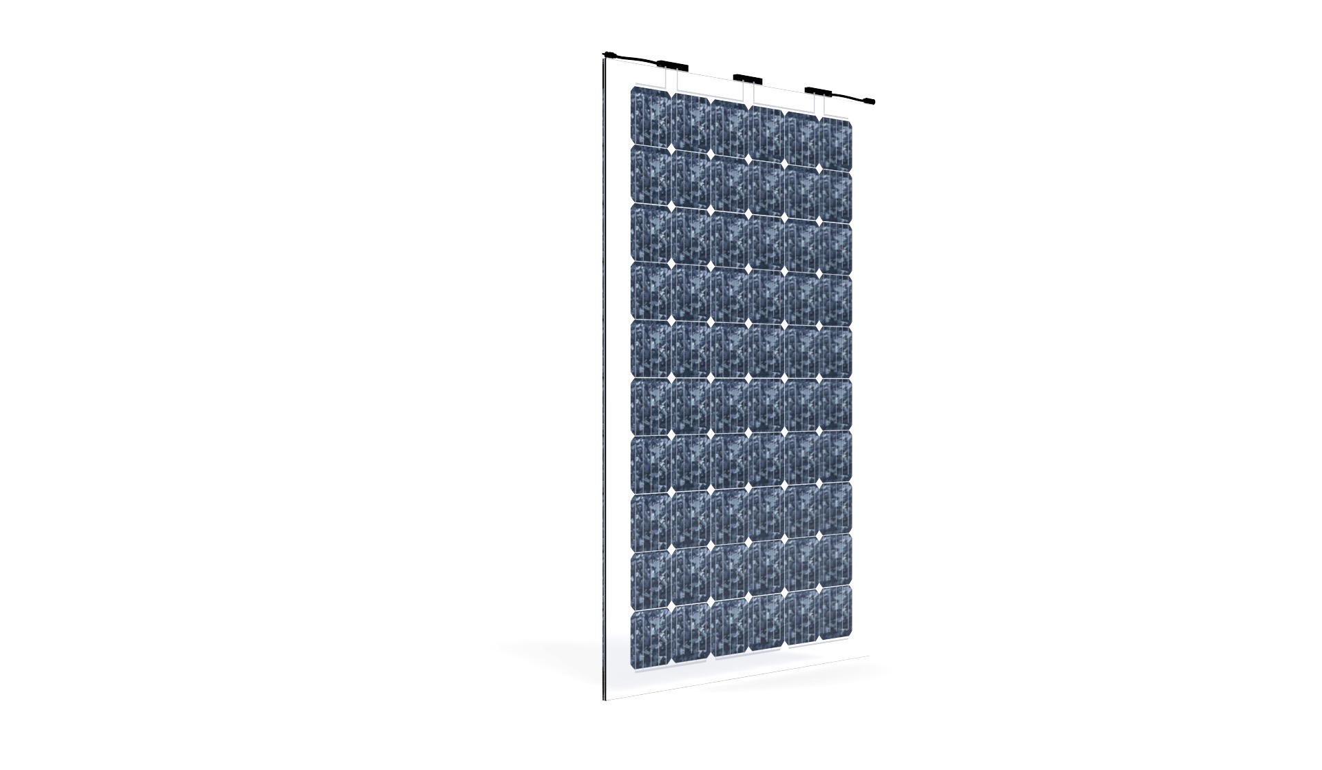 Monocrystalline high performance cell Front glass 4.0 mm SPV solar glass, microstructured, nano-coated, anti-reflective surface Back glass 4.0 mm TVG safety glass Dimensions H=569mm, W=520mm, H=9/24mm , weight 6kg Junction box IP68, MC4 connector, 400mm cable length, 4mm2