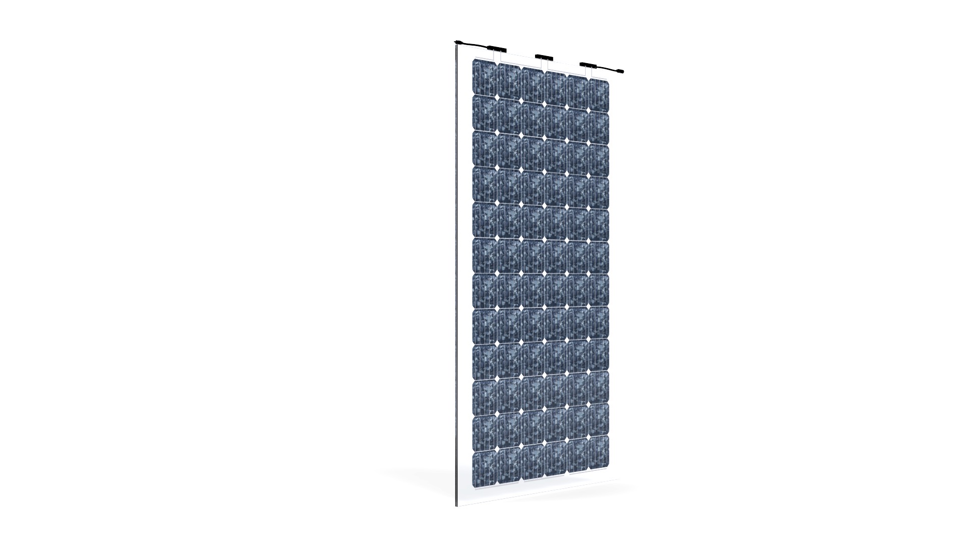 Monocrystalline high performance cell Front glass 4.0 mm SPV solar glass, microstructured, nano-coated, anti-reflective surface Back glass 4.0 mm TVG safety glass, black film, bus bar visible Dimensions H=569mm, W=1000mm , H=9/24mm, weight 11kg Junction box split version IP68, MC4 connector, 800mm cable length, 4m m²