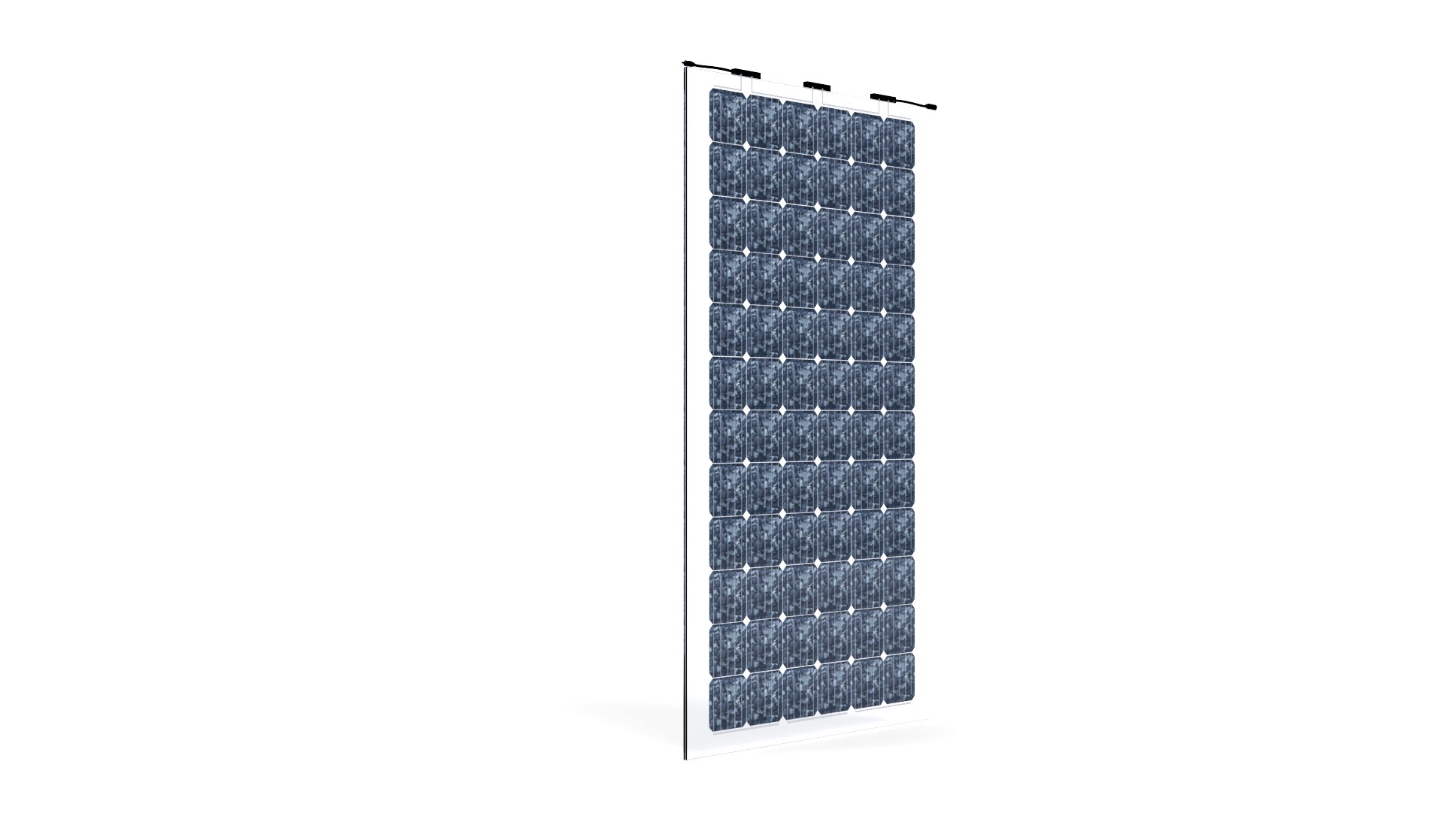 Monocrystalline high performance cell Front glass 4.0 mm SPV solar glass, microstructured, nano-coated, anti-reflective surface Back glass 4.0 mm TVG safety glass, black film, bus bar visible Dimensions H=569mm, W=1000mm , H=9/24mm, weight 11kg Junction box split version IP68, MC4 connector, 800mm cable length, 4m m²