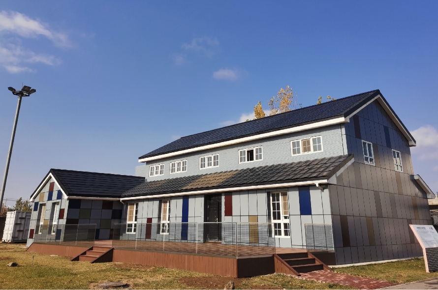 Houses retrofitted with solar tiles